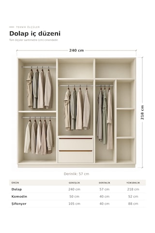 Free Home Bohem Ark Kum Beji Mdf Gardırop Elbise Dolabı 240x218x57 Kumbeji