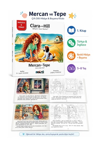 Mercan Ve Tepe 5 Kitap Seti - Türkçe İngilizce Hikaye Ve Boyama Kitabı