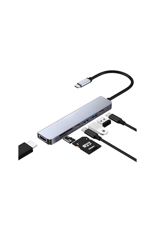 Type-c 7in1 Hub Çoklayıcı 4k Uhd 87w Pd Usb 3.0 X2 Hdtv Sd/tf Port Usb Çoklayıcı Mt8901