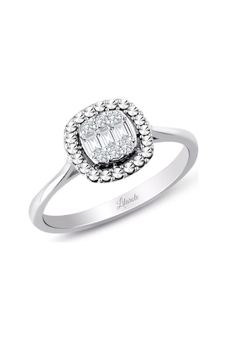 Modern Tasarım 0.12 Ct Baget Kare Tektaş Yüzük