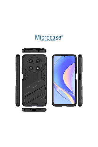 Microcase Huawei Nova Y90 Matrix Serisi Armor Standlı Kılıf-Siyah