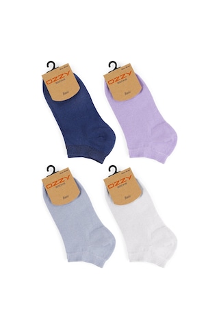 Ozzy Socks 4lü Pamuklu Renkli Kadın Patik Açık Renkler Açık Renkler