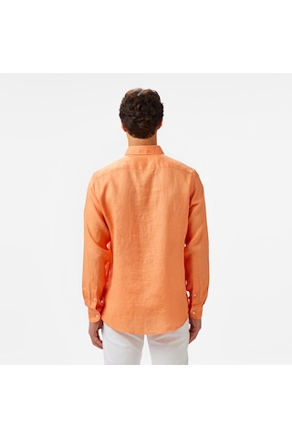 Nautica Erkek Turuncu Classic Fit Keten Gömlek Düz W55101t Turuncu