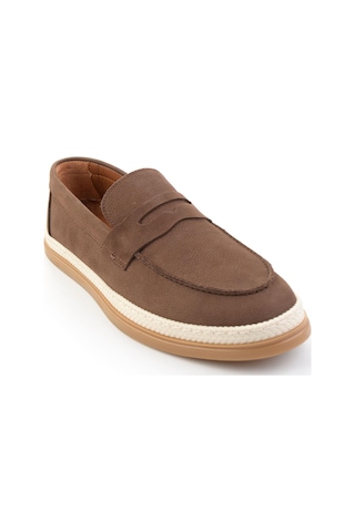 Kahve Hakiki Deri Erkek Loafer Ayakkabı E01594324101 Kahve