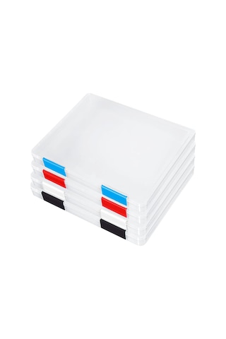 Anjiexun 4'lü A4 Dosya Kutusu, Şeffaf Plastik Belge Saklama Kutusu, Diğer