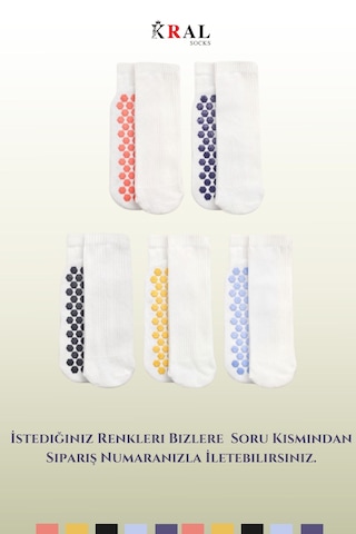 Kral Socks Silikon Tabanlı Kaydırmaz Taban Altı Havlu Terletmez 2 Çift Pamuklu Dikişsiz Soket Spor Çorabı Asorti