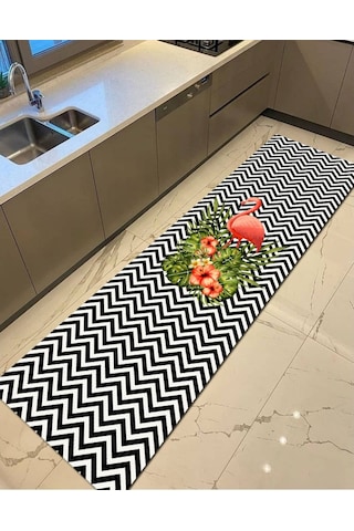 Turuncu Flamingo Kaymaz Dökülmez Deri Taban Mutfak Ha...