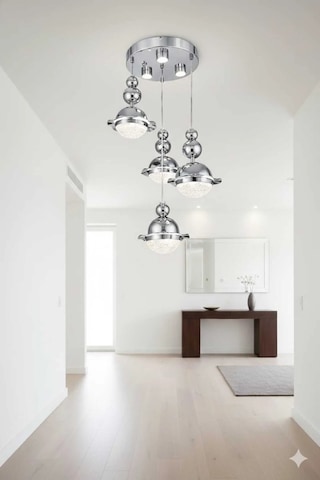 Bohem Aydınlatma Krom 3+1 Şapkalı Sarkıt 3 Renk Led Ayarlanabilir Başlıklı Modern Avize Krom