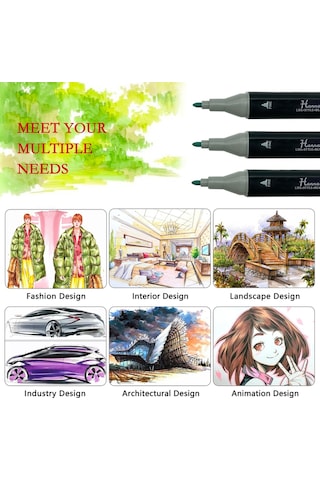 Hannah 80 Parça Siyah Çantalı Marker Seti Keçe Uçlu  Kalem