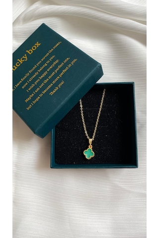 İlknur Doğal Taş Evi Yeşil Yonca Kadın Kolye