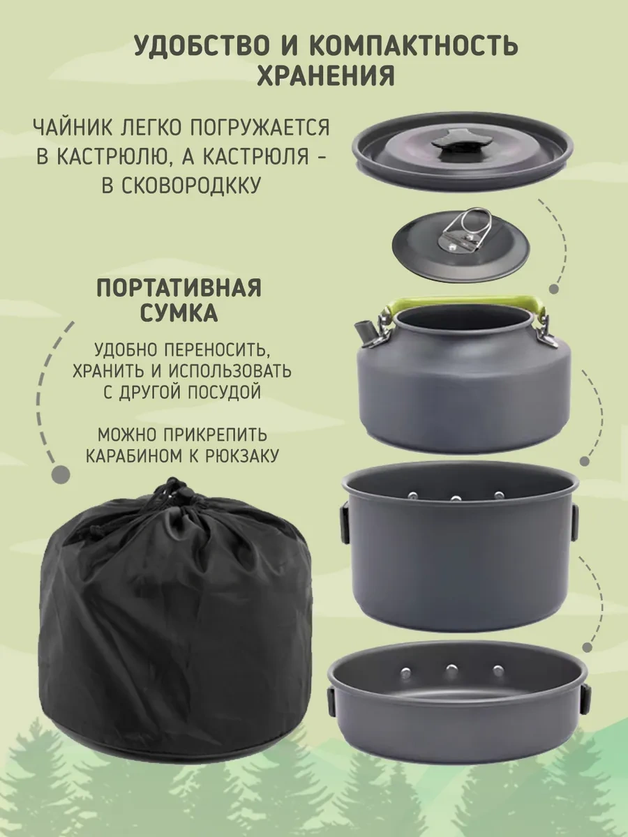 Widesea Kamp Ocağı Ve Çaydanlık İle Yemek Seti 446340385 Gri