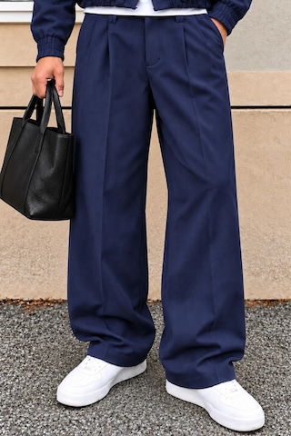 Tarz Cool Erkek Oversize Çift Fermuarlı Ceket Ve Baggy Pantolon Alt Üst Takım Lacivert