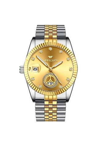 Novahub Fngeen 7010 Orta Yaşlı Erkekler Aydınlık Takvim Kuvars Saat Altın Altın Yüzey Arasında Çok Renkli Çok Renkli