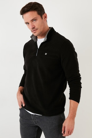 Buratti Slim Fit Anti-Pilling Tüylenme Yapmayan Bato Yaka Kışlık Şardonlu Erkek Polar 5906001 Siyah