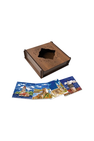 İstanbul Serisi 4'lü Seramik Bardak Altlığı Çok Renkli