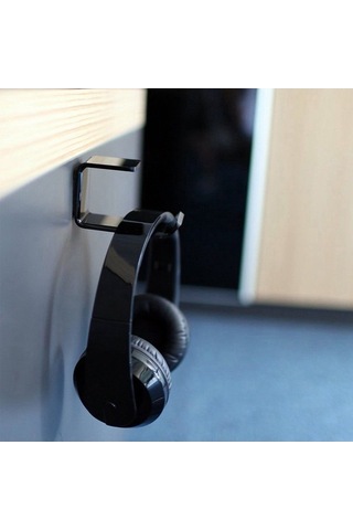 Sandwich Siyah L Tipi Kulaklık Tutucu Duvar Masa Altı Yapıştırmalı Tutucu 15kg Yük Kapasitesi