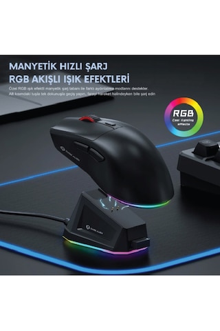 Dark Alien X1 Light Tri Mode Wired Wireless Gaming Mouse Paw3311 59 Gram Şarj İstasyonu Diğer