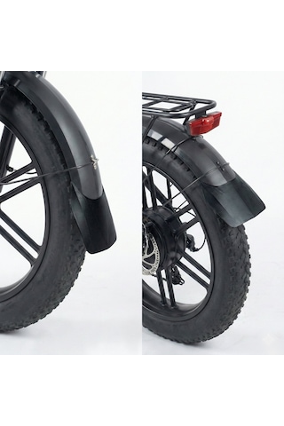 Heugers Rks Skyjet Uyumlu 20x4.0 Elektrikli Bisiklet Çamurluk Tozluğu - Ön Ve Arka Fat Bike Ek Korum Siyah