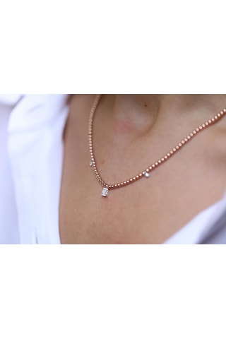 Reis T1517 Baget Kolye Top Top Pembe Altın