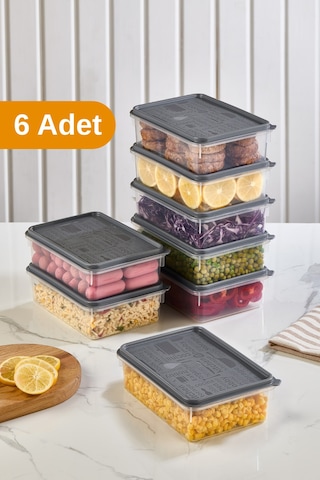 Esti 6 Adet - 1,3 Lt Küçük Buzdolabı Saklama Kabı Şeffaf Sızdırmaz Gıda Saklama Ve Düzenleme Kutusu