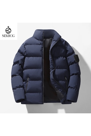 Erkek Sonbahar Ve Kış Kalın Pamuklu Ceket Lacivert