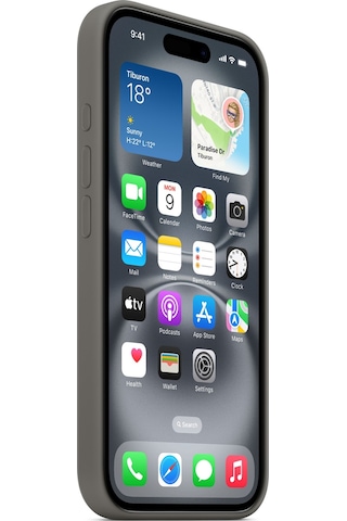 İphone 16 İçin Magsafe Özellikli Silikon Kılıf Taş Grisi Mor