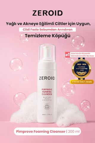 Akneye Eğilimli Ciltler İçin Yağ-nem Dengesi Sunan Temizleme Köpüğü Zeroıd Pimprove Foaming Cleanser