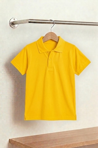 Nacar Store Unisex Çocuk Polo Yaka Kısa Kollu Lakost Tişört Okula Dönüş Ümiteks Sarı