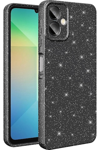 Galaxy A06 Uyumlu Kılıf Kamera Korumalı Simli Lüks App Koton Kapak - Siyah Siyah
