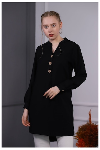 Gabria Kadın Düğmeli Tunik Siyah