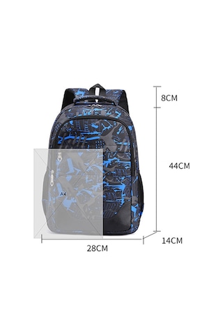 Three-piece Student Backpack Set Casual Large Capacity Outdoor Travel Backpack Blue Camouflage Mavi