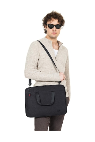 Necati Çanta Macbook Organizer Laptop Evrak Çantası 15.6 & 16 Inç Siyah-1643 Siyah