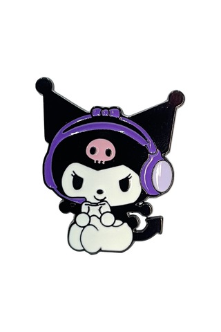 Kuromi Metal Broş Siyah-pembe