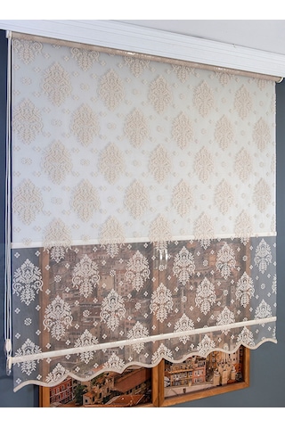 Çift Mekanizmalı Tül Stor Perde Kahverengi Kahverengi