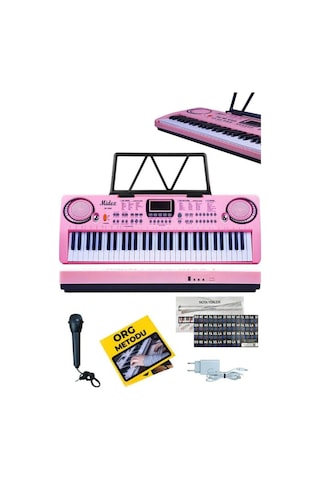 Midex PS-1500PK Başlangıç İçin 61 Tuşlu Org Pembe Renk ve Notalık