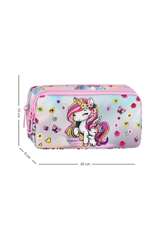 Waddell Pembe Unicorn Desenli 2 Cepli Kalem Kutusu,kalemlik