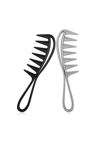 2 Adet Köpekbalığı Tarak, Kıvırcık Saç Tarak Geniş Dişli Tarak, A