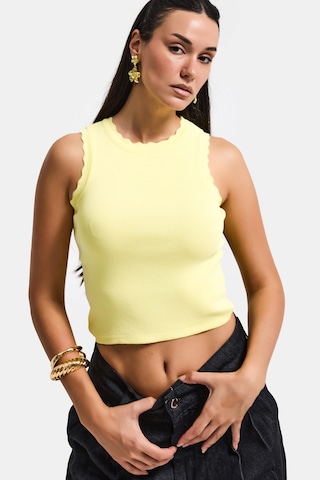 Kadın Sarı S6-108 Crop İnce Yazlık Triko Body