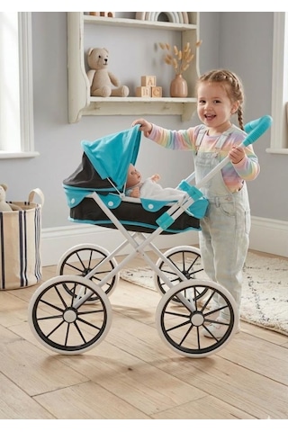 Havalı Pusetim Katlanabilir Büyük Tekerlekli Metal 72cm Ayarlanabilir Tenteli Oyuncak Puset