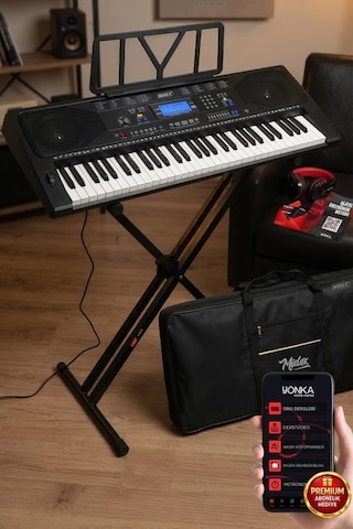 Midex Ps-4500ks Tuş Hassasiyetli 61 Tuşlu Org Lcd Ekran Usb Mp3 Stand Kulaklık Çanta Notalık Adaptör