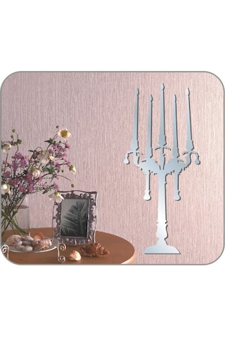 Sıa Aynalı Duvar Süsü (Sticker) Şamdan Şekilli