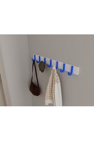 Hepsi3boyutlu Modern Duvar & Kapı Baston Askılık - 7 Adet Mavi J Askılık - Model No : 6 Mavi