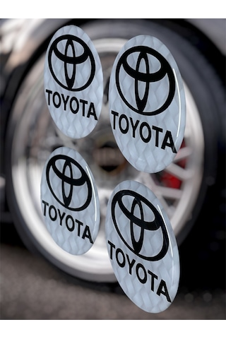 Toyota Jant Göbeği Damla Etiket 4 Lü Oto Universal Jant Göbeği 3d Jant Arması Damla Sticker Seti Çok Renkli
