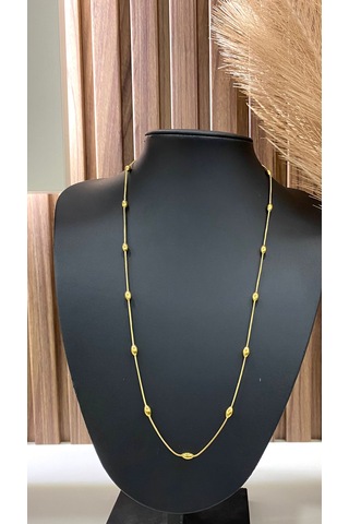 Altın / Gold Renk Oval Toplu 316l Çelik Kolye Gold