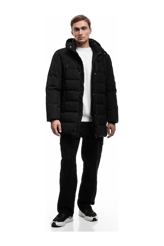 Koton Çıtçıt Düğme Detaylı Fermuarlı Cepli Çıkarılabilir Kapşonlu Parka Siyah 6wam00024hw Siyah