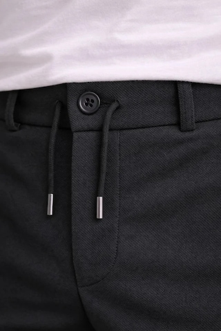 Efnaz Style Erkek Diagonel Mikro Dokulu Duble Paça Cepli Pantolon Bağcıklı Bel, Modern Kesim - Siyah