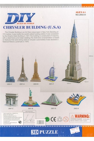 3D Puzzle 3 Boyutlu Maket Amerika Newyork Manhattan Chrysler Buil