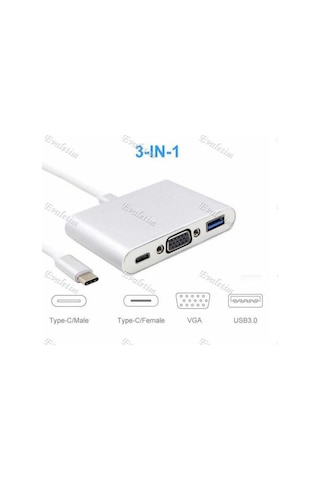 Usb 3.1 Type C To Vga Usb 3.0 4961A Çevirici Dönüştürücü Adaptor