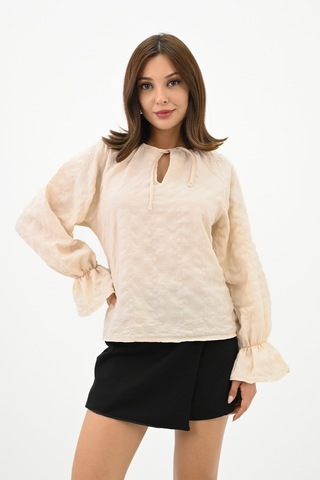 Kadın Yaka Bağlama Detaylı Gömlek 1718-25 001