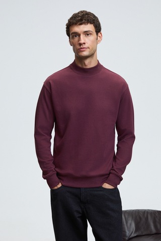 Grımelange QUILLA Erkek Yarım Balıkçı Basic Bordo Sweatshirt